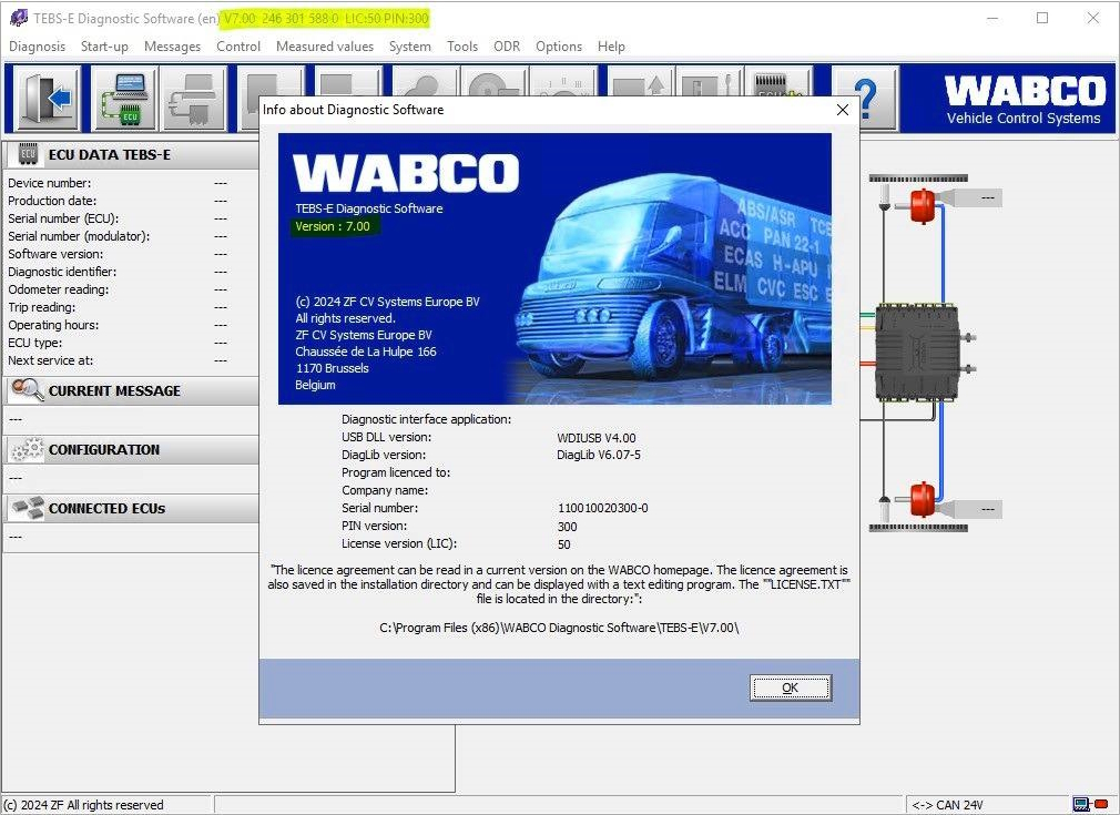 Программа TEBS-E v7.00, VCS v2.90, VCS-II v2.40, TEBS v5.40. Включает PIN код для TEBS-E v7.00